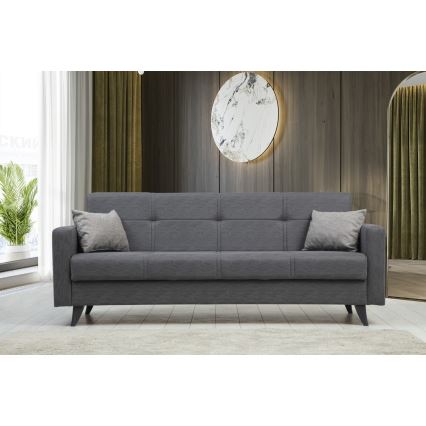 Sofá-cama KORFU de três lugares, cinzento escuro