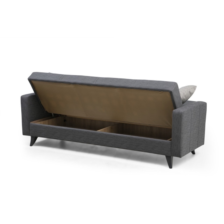 Sofá-cama KORFU de três lugares, cinzento escuro
