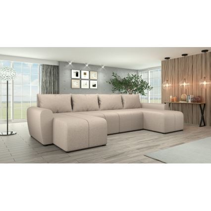 Sofá-cama universal estofado em U NEWPORT bege