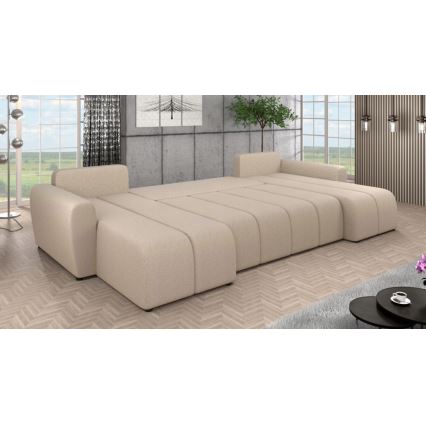 Sofá-cama universal estofado em U NEWPORT bege