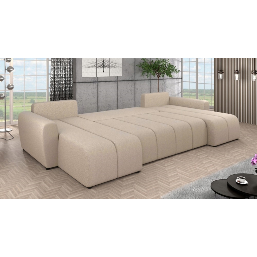 Sofá-cama universal estofado em U NEWPORT bege