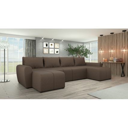 Sofá-cama universal estofado em U NEWPORT castanho