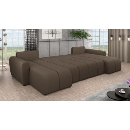Sofá-cama universal estofado em U NEWPORT castanho