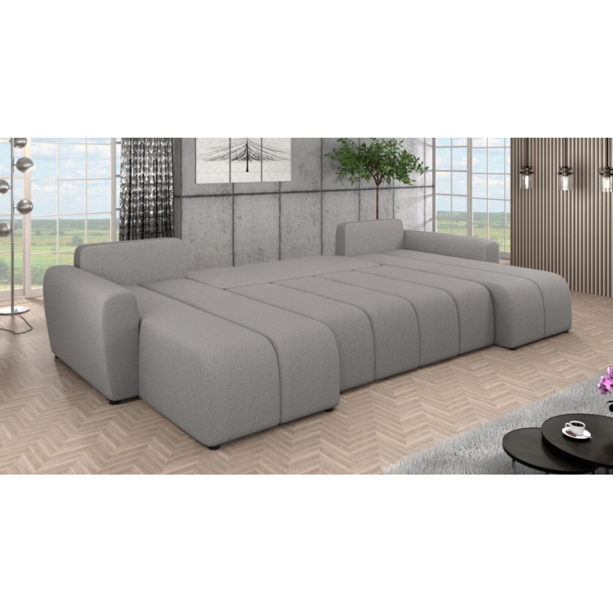 Sofá-cama universal estofado em U NEWPORT cinza