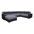 Sofá-cama universal estofado em U OXFORD preto/cinza