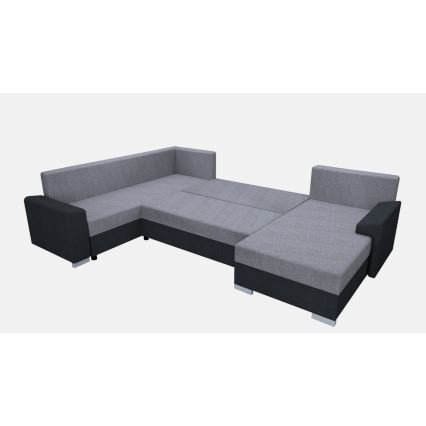Sofá-cama universal estofado em U OXFORD preto/cinza