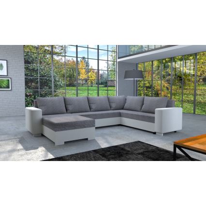 Sofá-cama universal estofado em U YORK branco/cinza