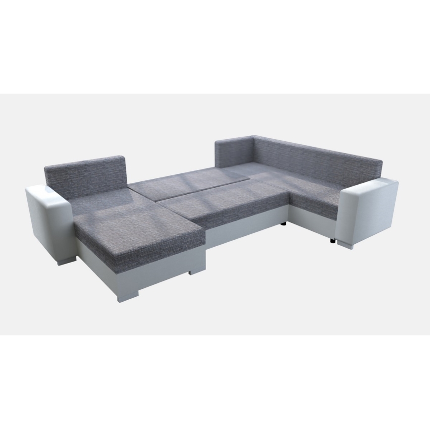 Sofá-cama universal estofado em U YORK branco/cinza