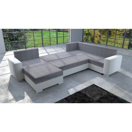 Sofá-cama universal estofado em U YORK branco/cinza