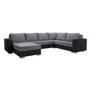 Sofá-cama universal estofado em U YORK cinza/preto