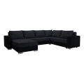 Sofá-cama universal estofado em U YORK preto/antracite