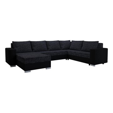 Sofá-cama universal estofado em U YORK preto/antracite