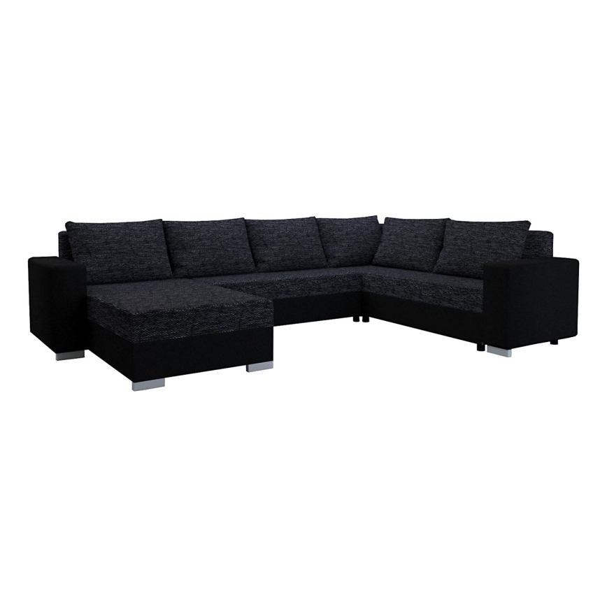 Sofá-cama universal estofado em U YORK preto/antracite