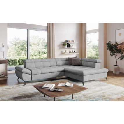 Sofá-cama de canto em L MARANO, lado direito, cinza