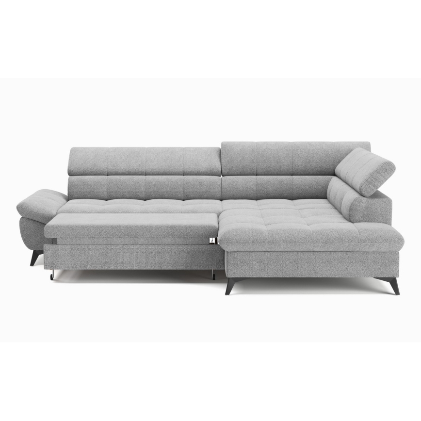 Sofá-cama de canto em L MARANO, lado direito, cinza