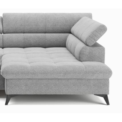 Sofá-cama de canto em L MARANO, lado direito, cinza