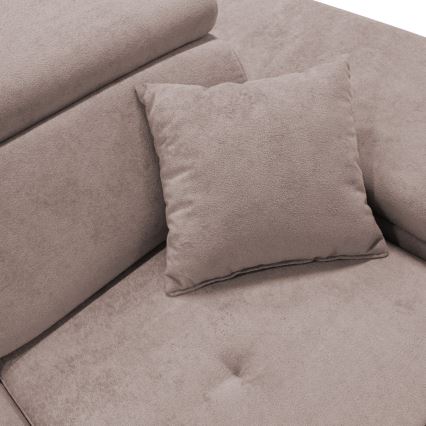 Sofá de canto reclinável em L CASTELO com espaço de arrumação, lado esquerdo, rosa