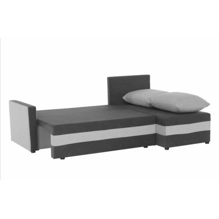 Sofá de canto em L estofado BRISTOL, reversível e convertível em cama, cinzento/preto