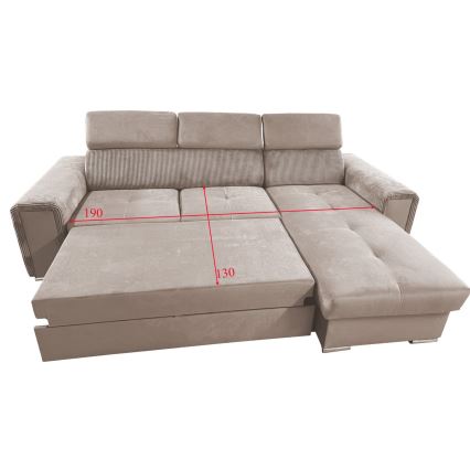 Sofá-cama universal em L com armazenamento SALVADA bege