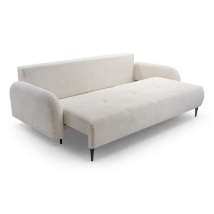 Sofá de três lugares estofado e dobrável CLOUDY creme