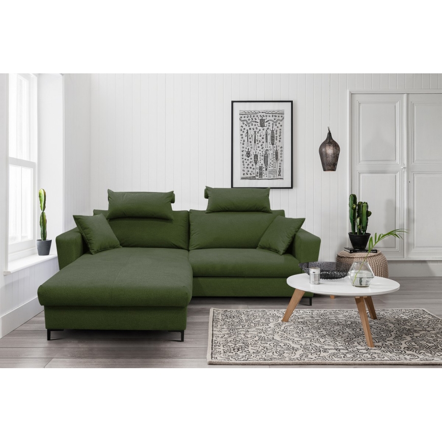 Sofá para sala de estar de canto dobrável estofado em forma de U HORTA esquerda verde