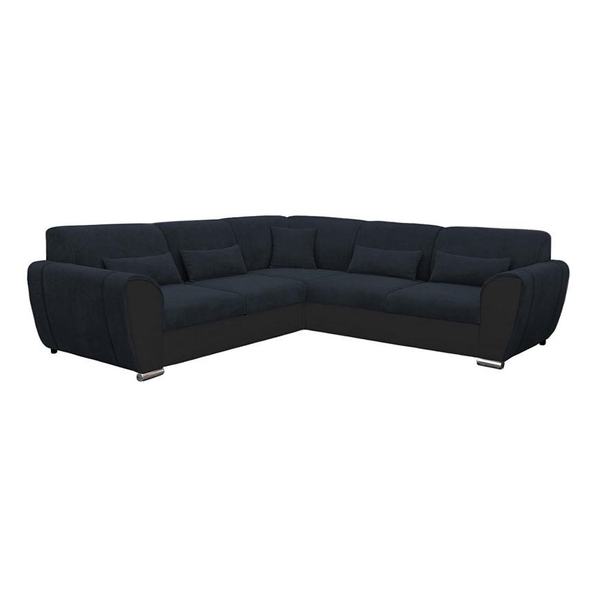 Sofá para sala de estar de canto dobrável estofado em forma de U VISEU direita antracite/preto