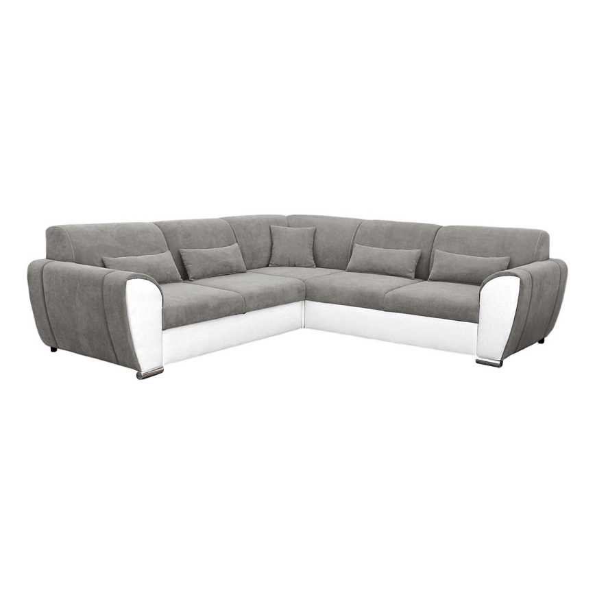 Sofá para sala de estar de canto dobrável estofado em forma de U VISEU direita cinzento/branco