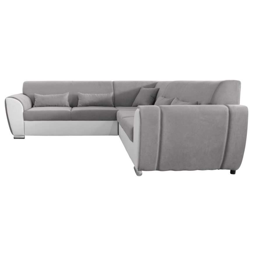 Sofá para sala de estar de canto dobrável estofado em forma de U VISEU direita cinzento/branco