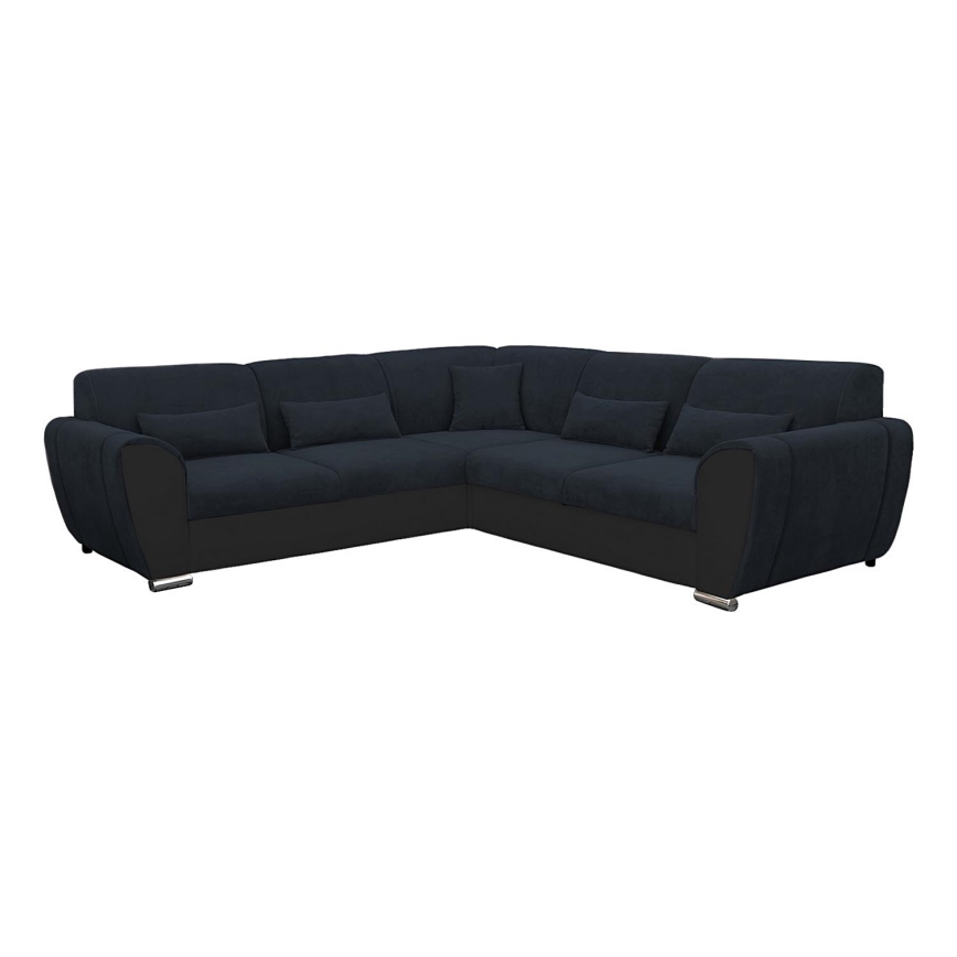 Sofá para sala de estar de canto dobrável estofado em forma de U VISEU esquerda antracite/preto