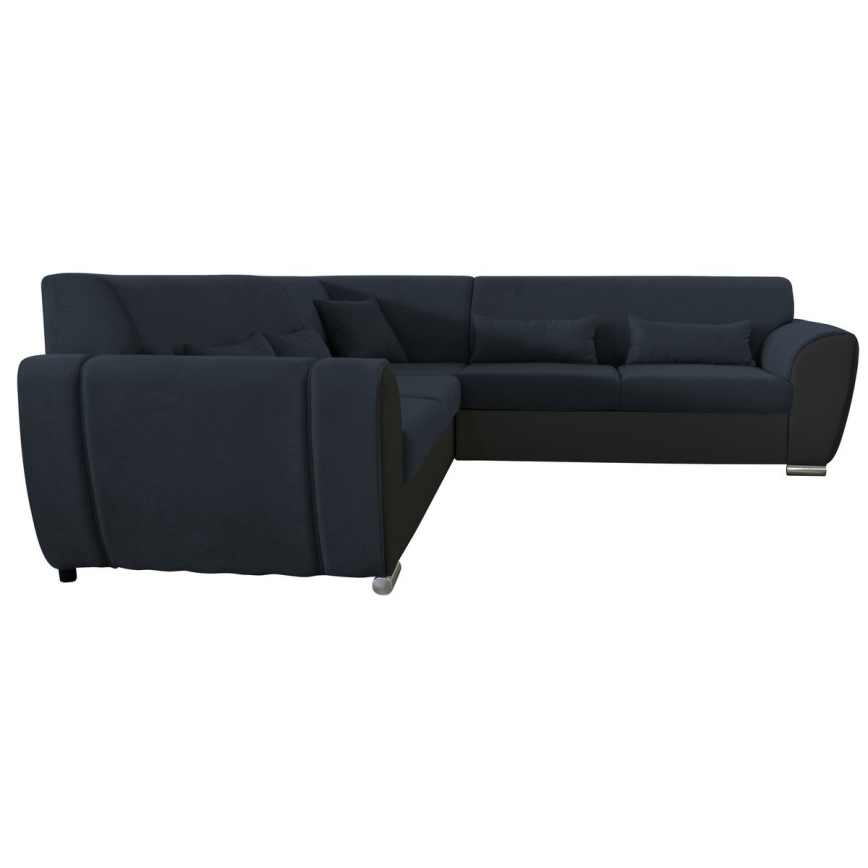 Sofá para sala de estar de canto dobrável estofado em forma de U VISEU esquerda antracite/preto