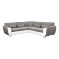 Sofá para sala de estar de canto dobrável estofado em forma de U VISEU esquerda cinzento/branco