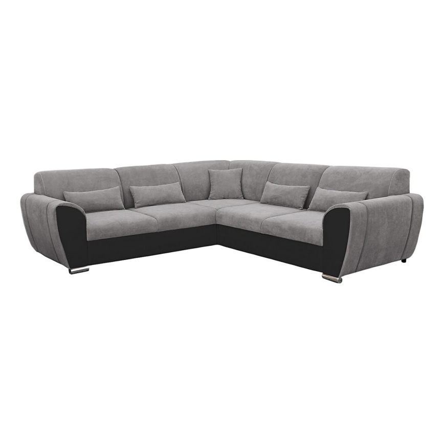 Sofá para sala de estar de canto dobrável estofado em forma de U VISEU esquerda cinzento/preto