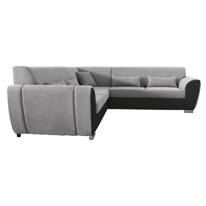 Sofá para sala de estar de canto dobrável estofado em forma de U VISEU esquerda cinzento/preto