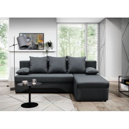 Sofá para sala de estar de canto dobrável universal estofado em forma de U ALMEIDA antracite