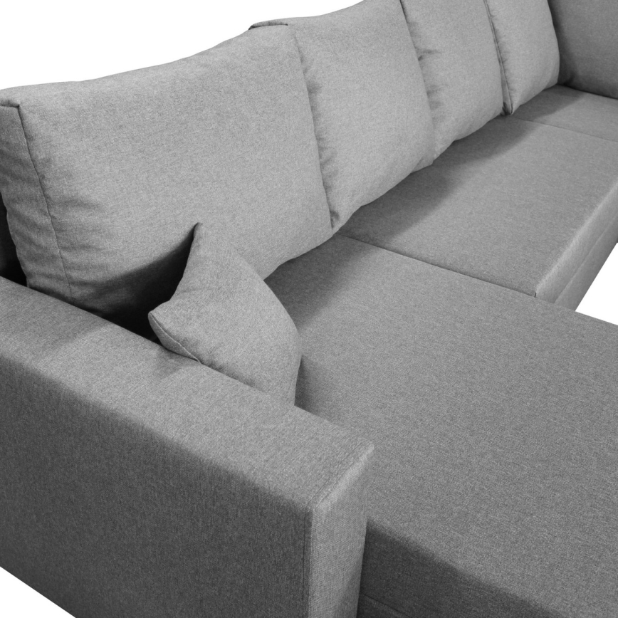 Sofá para sala de estar de canto dobrável universal estofado em forma de U SEYA cinzento
