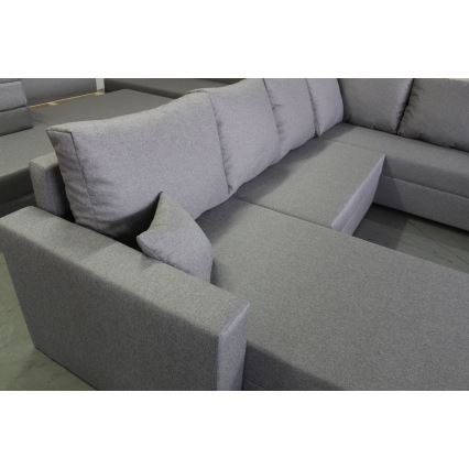 Sofá para sala de estar de canto dobrável universal estofado em forma de U SEYA cinzento