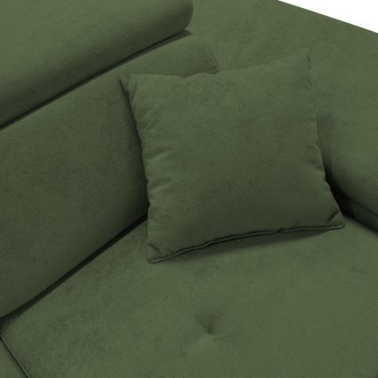 Sofá para sala de estar de canto estofado e dobrável em forma de L CASTELO direita verde