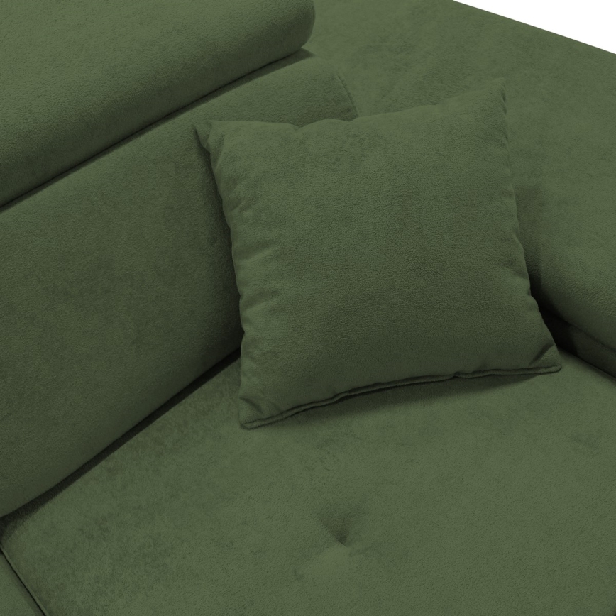 Sofá para sala de estar de canto estofado e dobrável em forma de L CASTELO direita verde