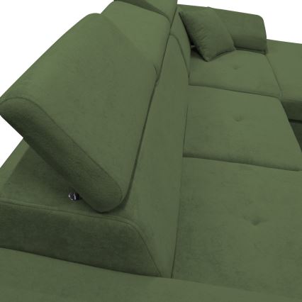 Sofá para sala de estar de canto estofado e dobrável em forma de L CASTELO direita verde
