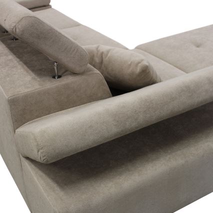 Sofá para sala de estar de canto estofado e dobrável em forma de L CASTELO esquerda cinzento