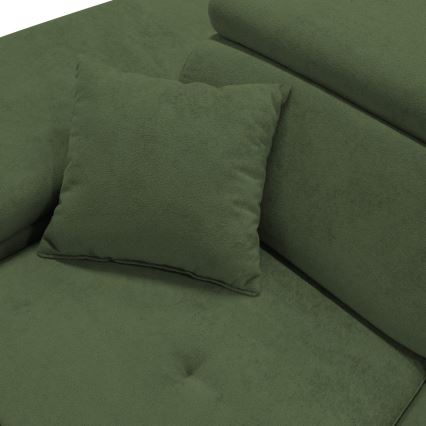 Sofá para sala de estar de canto estofado e dobrável em forma de L CASTELO esquerda verde