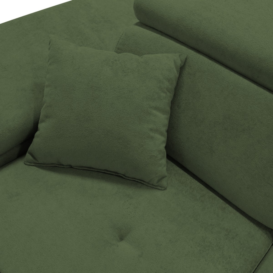 Sofá para sala de estar de canto estofado e dobrável em forma de L CASTELO esquerda verde