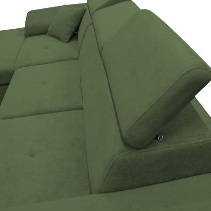 Sofá para sala de estar de canto estofado e dobrável em forma de L CASTELO esquerda verde