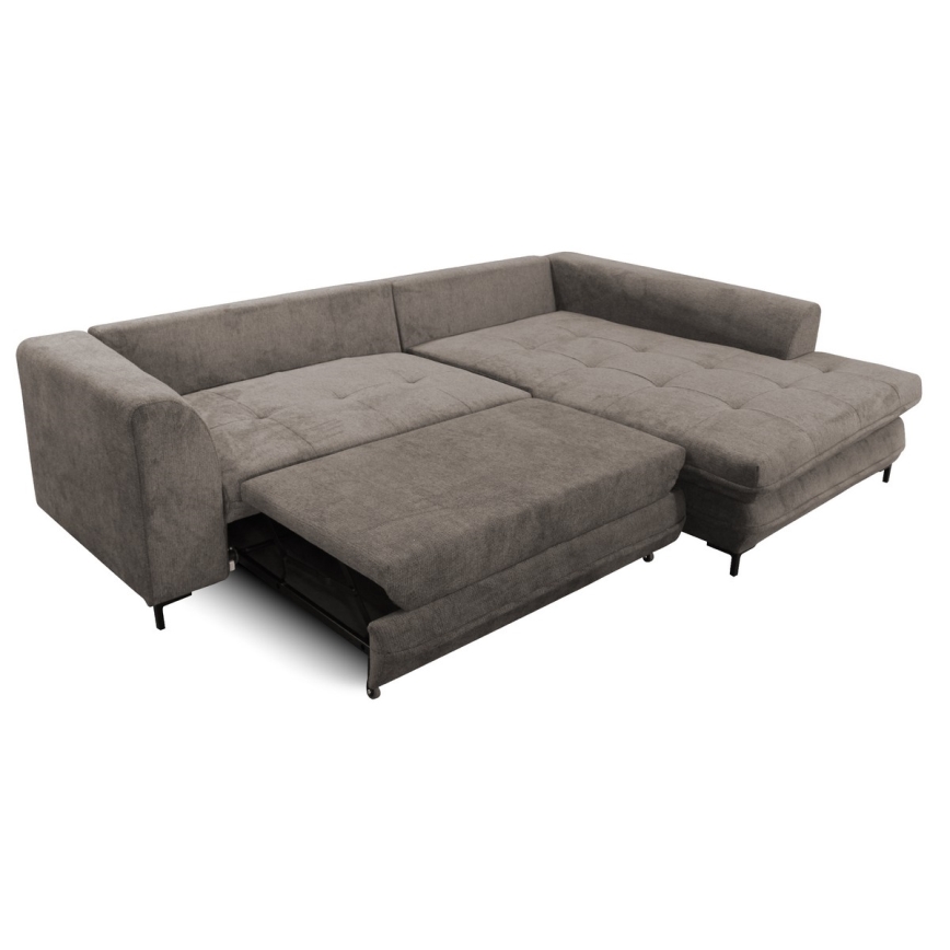 Sofá para sala de estar de canto estofado e dobrável em forma de L LAGOA direita taupe/cinzento