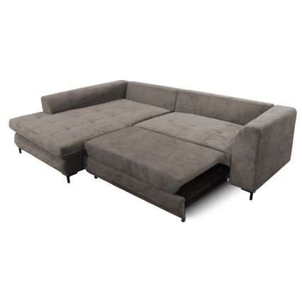Sofá para sala de estar de canto estofado e dobrável em forma de L LAGOA esquerda taupe/cinzento