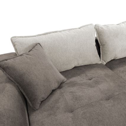 Sofá para sala de estar de canto estofado e dobrável em forma de L LAGOA esquerda taupe/cinzento