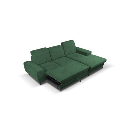 Sofá para sala de estar de canto estofado em forma de L com espaço de arrumação ALTA direita verde