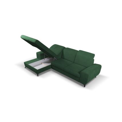 Sofá para sala de estar de canto estofado em forma de L com espaço de arrumação ALTA esquerda verde