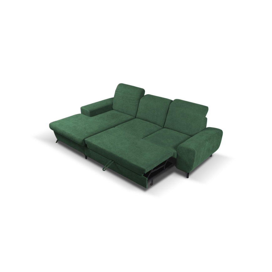 Sofá para sala de estar de canto estofado em forma de L com espaço de arrumação ALTA esquerda verde