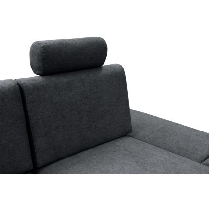 Sofá para sala de estar de canto estofado em forma de L com espaço de arrumação AVESTA direita antracite